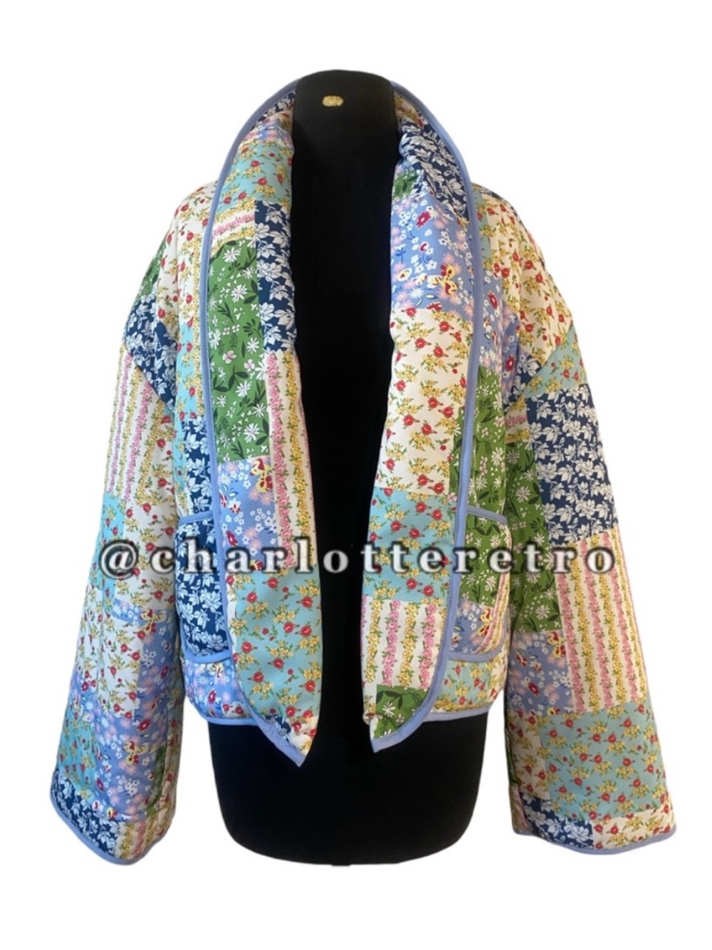 Patchwork Quilted Cropped Kimono Jacket